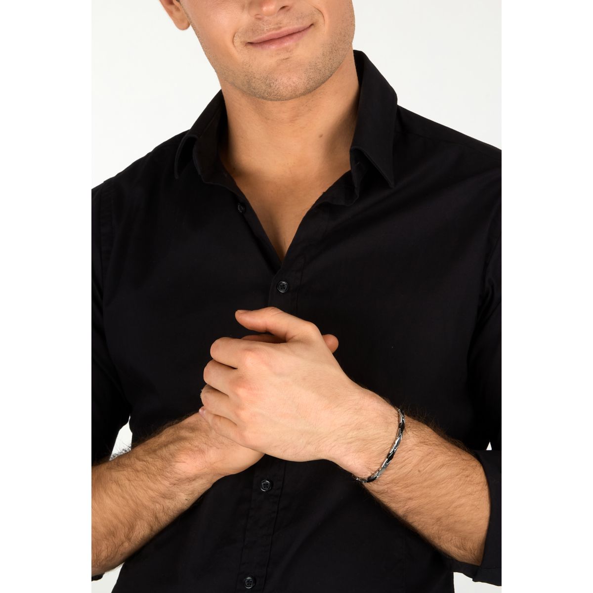 Bracciale Uomo Morellato Motown SALS132 a Catena in Acciaio Silver e Nero 18+3,5 cm - Morellato
