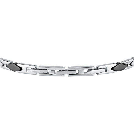 Bracciale Uomo Morellato Motown SALS132 a Catena in Acciaio Silver e Nero 18+3,5 cm - Arena Gioielli  - Morellato
