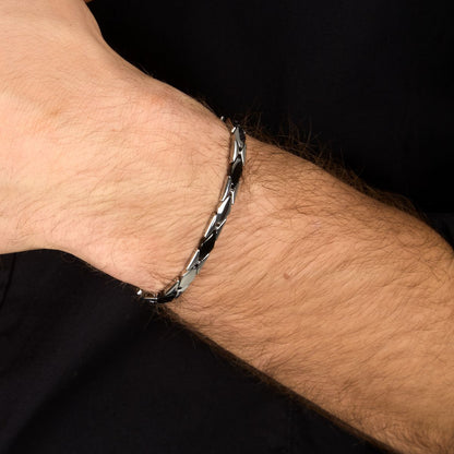 Bracciale Uomo Morellato Motown SALS132 a Catena in Acciaio Silver e Nero 18+3,5 cm