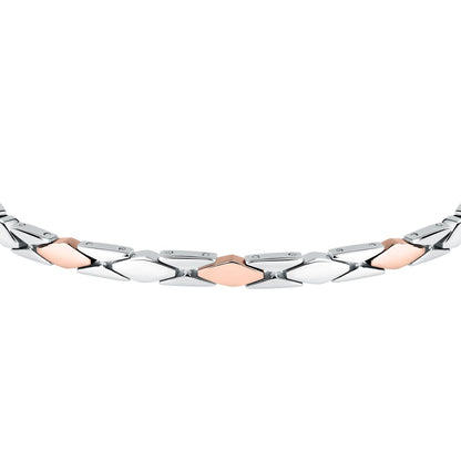 Bracciale Uomo Morellato Motown SALS133 a Catena in Acciaio Silver e Rose Gold 18+3,5 cm