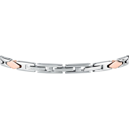 Bracciale Uomo Morellato Motown SALS133 a Catena in Acciaio Silver e Rose Gold 18+3,5 cm