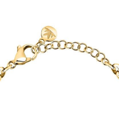 Bracciale Donna Morellato Vintage SAZJ10 a Catena in Acciaio Dorato con Elemento Cilindrico e Cristalli Bianchi 16+3 cm
