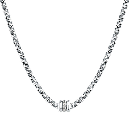 Collana Donna Morellato Vintage SAZJ12 a Catena in Acciaio Silver con Elemento Cilindrico e Cristalli Bianchi 40+5 cm - Arena Gioielli  - Morellato