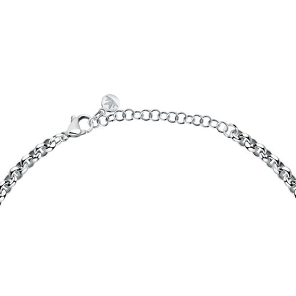 Collana Donna Morellato Vintage SAZJ12 a Catena in Acciaio Silver con Elemento Cilindrico e Cristalli Bianchi 40+5 cm