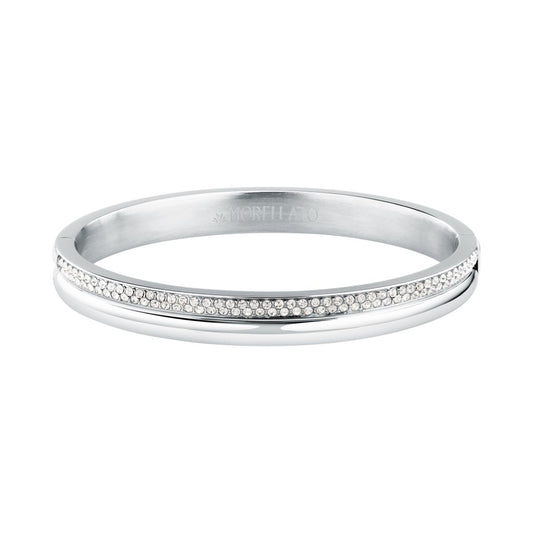 Bracciale Donna Morellato Vintage SAZJ23 Rigido in Acciaio Silver con Cristalli Bianchi 5,6x4,6 cm - Arena Gioielli  - Morellato