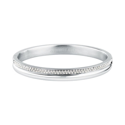 Bracciale Donna Morellato Vintage SAZJ13 Rigido in Acciaio Silver con Cristalli Bianchi 6x5 cm