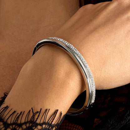 Bracciale Donna Morellato Vintage SAZJ13 Rigido in Acciaio Silver con Cristalli Bianchi 6x5 cm