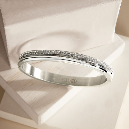 Bracciale Donna Morellato Vintage SAZJ13 Rigido in Acciaio Silver con Cristalli Bianchi 6x5 cm