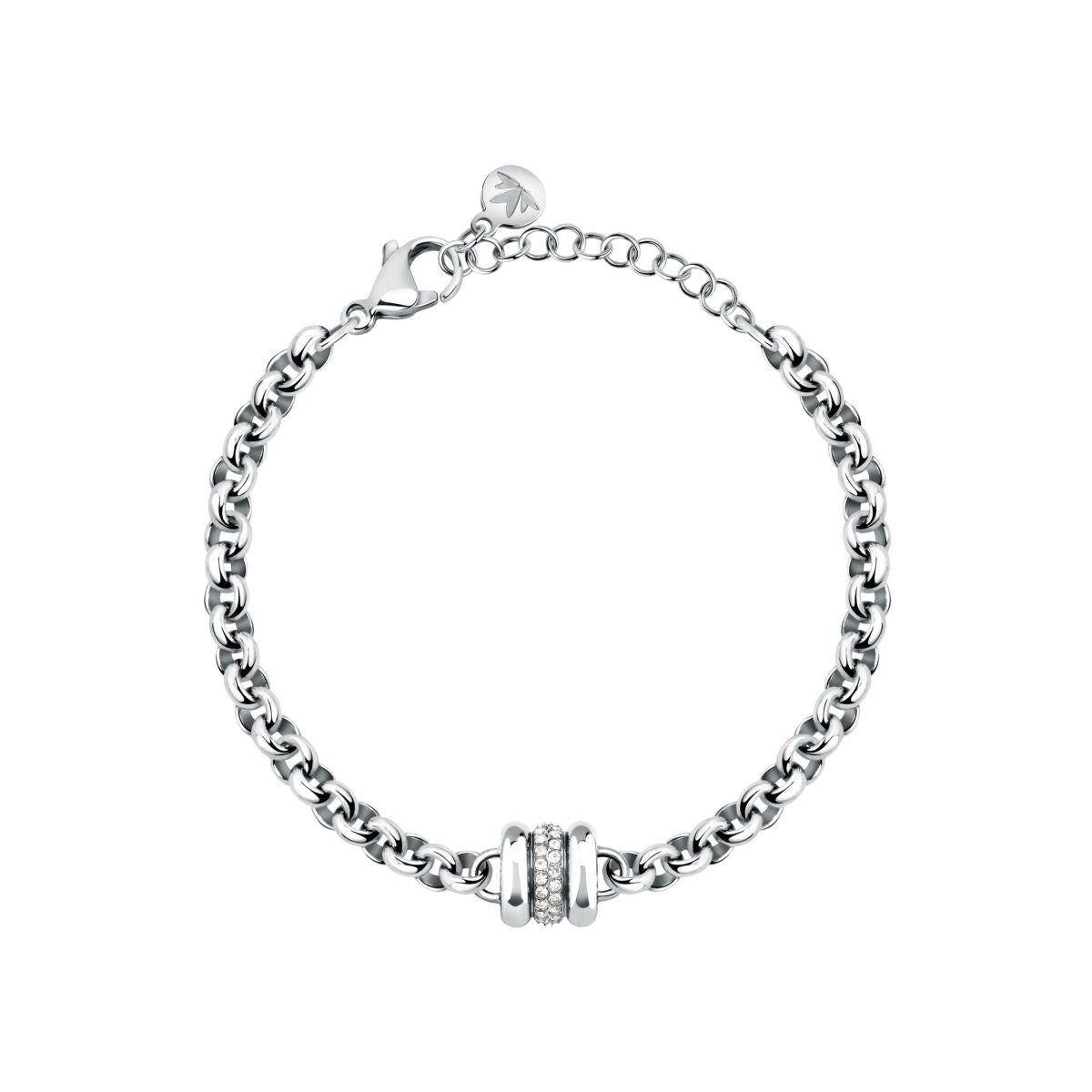 Bracciale Donna Morellato Vintage SAZJ14 a Catena in Acciaio Silver con Elemento Cilindrico e Cristalli Bianchi 16+3 cm - Morellato