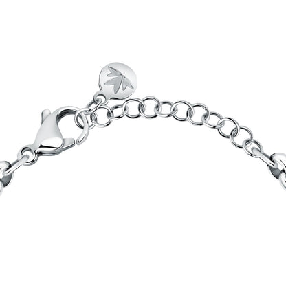 Bracciale Donna Morellato Vintage SAZJ14 a Catena in Acciaio Silver con Elemento Cilindrico e Cristalli Bianchi 16+3 cm