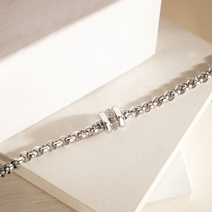 Bracciale Donna Morellato Vintage SAZJ14 a Catena in Acciaio Silver con Elemento Cilindrico e Cristalli Bianchi 16+3 cm