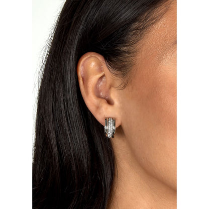 Orecchini Donna Morellato Vintage SAZJ15 a Cerchio in Acciaio Silver con Cristalli Bianchi 16 mm