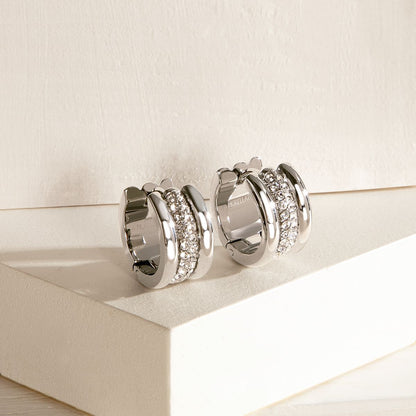 Orecchini Donna Morellato Vintage SAZJ15 a Cerchio in Acciaio Silver con Cristalli Bianchi 16 mm