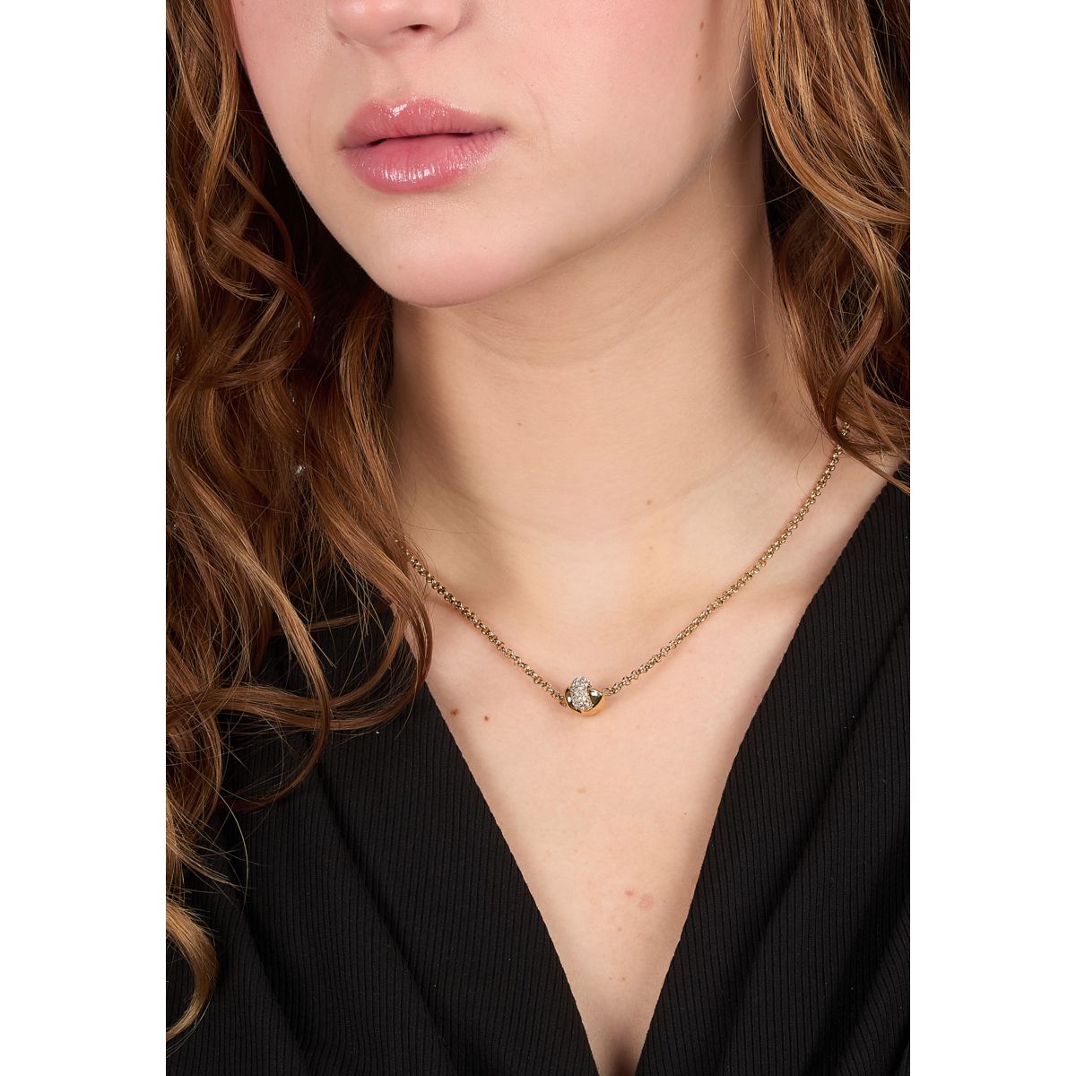 Collana Donna Morellato Legame Pendente in Acciaio Oro con Cristalli Bianchi SAZO01 - Morellato