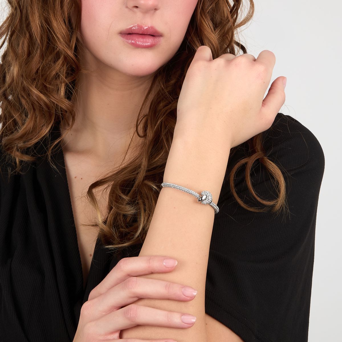 Bracciale Donna Morellato Legame Rigido in Acciaio con Nodo di Cristalli Bianchi SAZO08 - Arena Gioielli