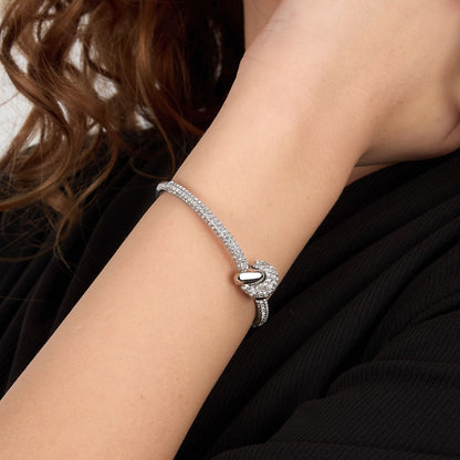 Bracciale Donna Morellato Legame Rigido in Acciaio con Nodo di Cristalli Bianchi SAZO08 - Arena Gioielli