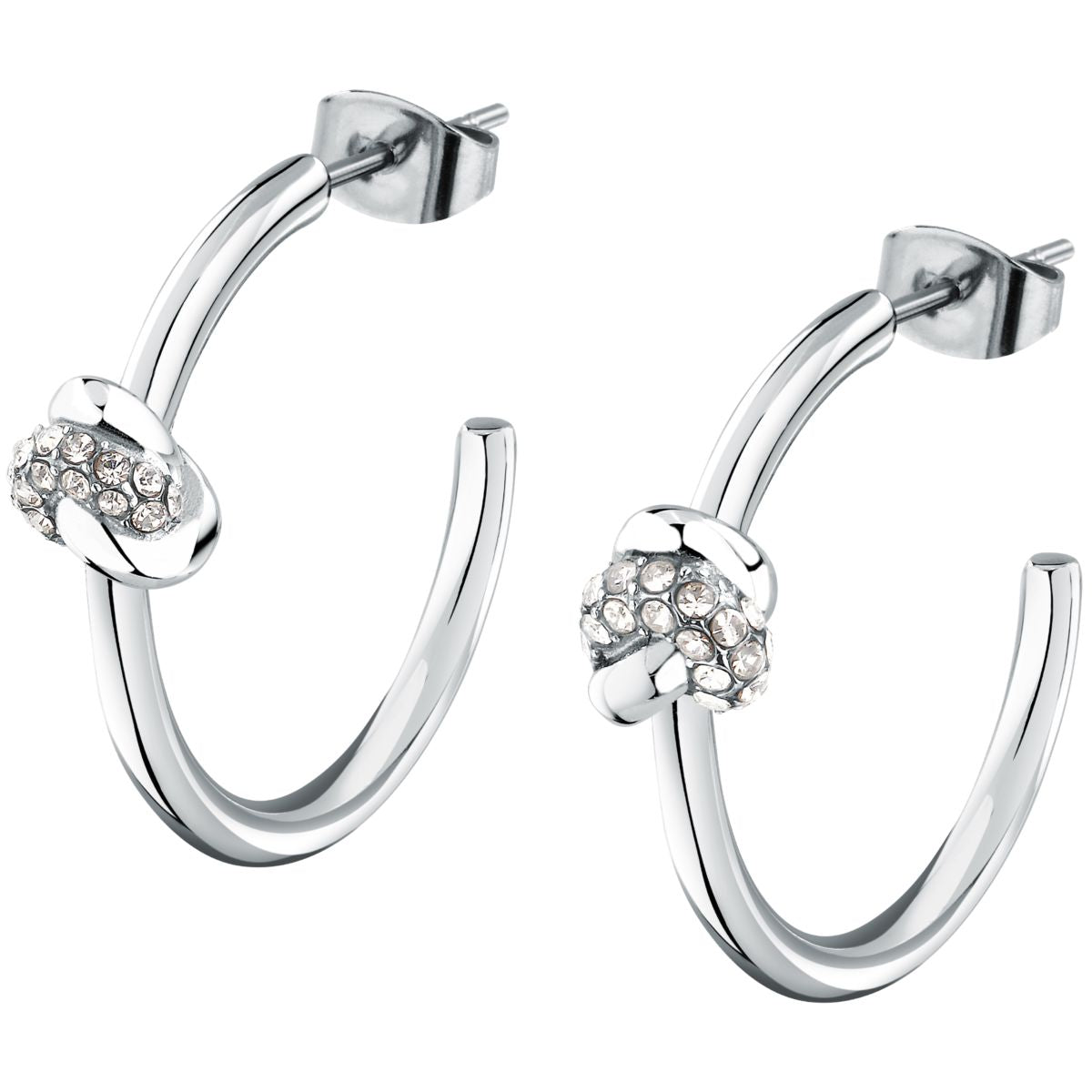 Orecchini Donna Morellato Legame SAZO12 a Cerchio in Acciaio Silver con Cristalli - Morellato