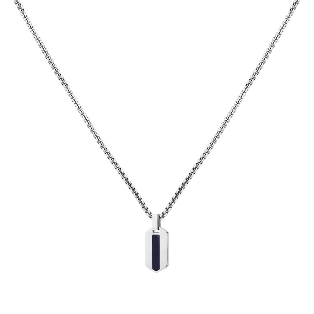 Collana Uomo Morellato Terra SBKA02 in Acciaio Silver con Pendente in Pietra Occhio di Tigre Blu 50+5 cm - Arena Gioielli