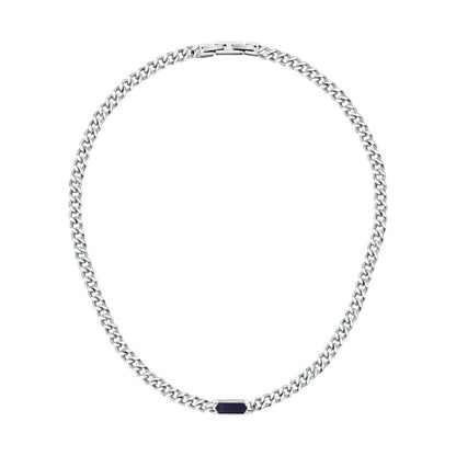 Collana Uomo Morellato Terra SBKA03 in Acciaio Silver con Maglia Chain e Inserto in Pietra Occhio di Tigre Blu 50 cm - Arena Gioielli
