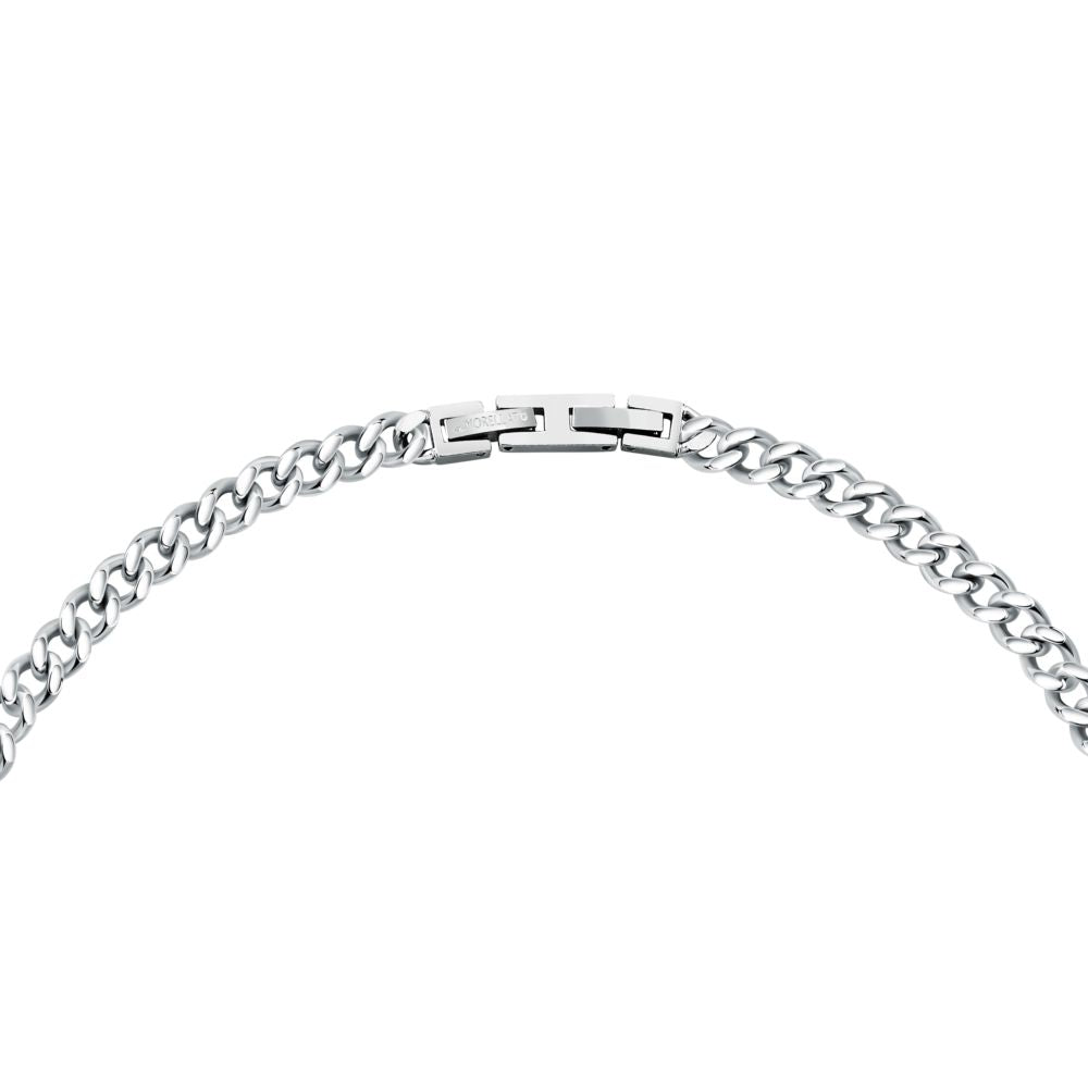 Collana Uomo Morellato Terra SBKA03 in Acciaio Silver con Maglia Chain e Inserto in Pietra Occhio di Tigre Blu 50 cm - Arena Gioielli