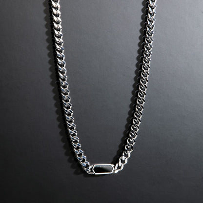 Collana Uomo Morellato Terra SBKA03 in Acciaio Silver con Maglia Chain e Inserto in Pietra Occhio di Tigre Blu 50 cm - Arena Gioielli