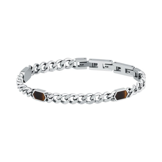 Bracciale Uomo Morellato Terra SBKA04 in Acciaio con Maglia Chain e Pietra Occhio di Tigre Marrone - Arena Gioielli - Morellato