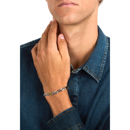 Bracciale Uomo Morellato Terra SBKA04 in Acciaio con Maglia Chain e Pietra Occhio di Tigre Marrone - Arena Gioielli