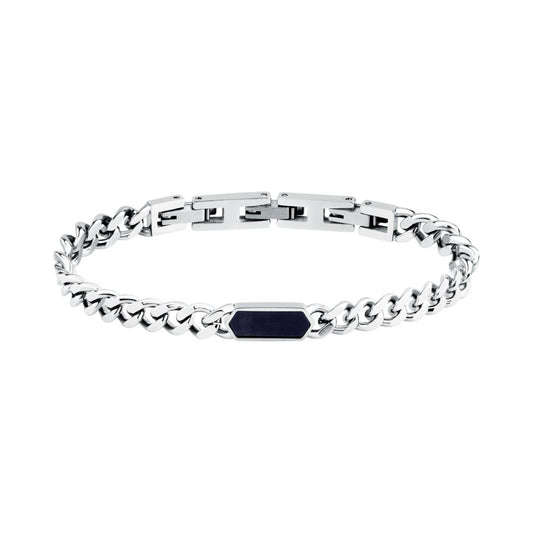 Bracciale Uomo Morellato Terra SBKA06 in Acciaio con Maglia Chain e Pietra Occhio di Tigre Blu 18,5+3 cm - Arena Gioielli - Morellato