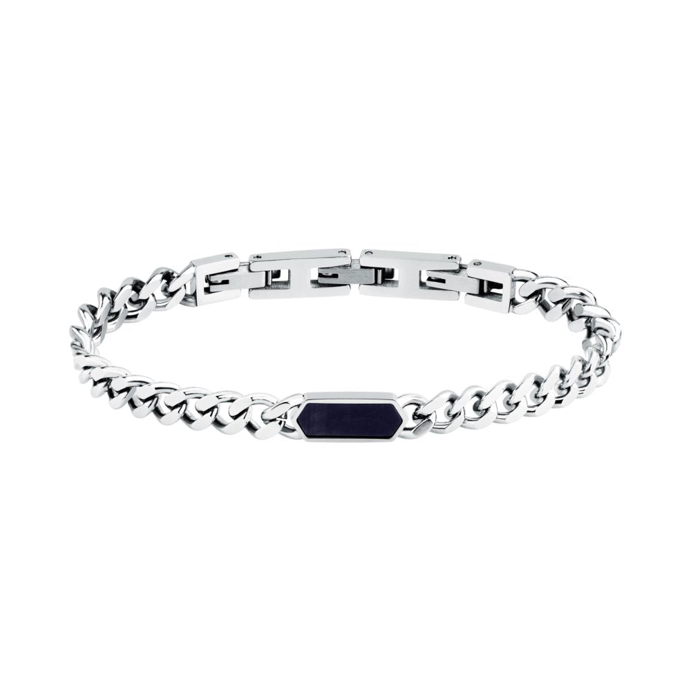 Bracciale Uomo Morellato Terra SBKA06 in Acciaio con Maglia Chain e Pietra Occhio di Tigre Blu 18,5+3 cm - Arena Gioielli - Morellato