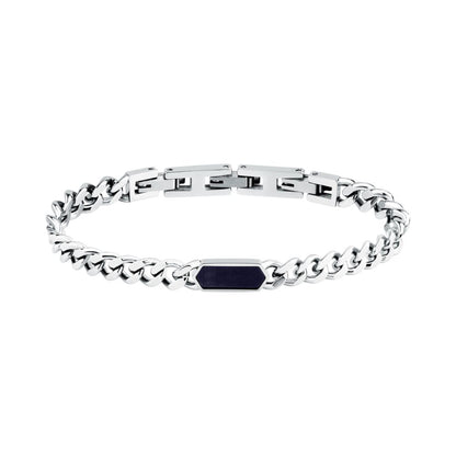 Bracciale Uomo Morellato Terra SBKA06 in Acciaio con Maglia Chain e Pietra Occhio di Tigre Blu 18,5+3 cm - Arena Gioielli