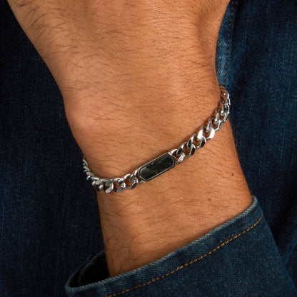 Bracciale Uomo Morellato Terra SBKA06 in Acciaio con Maglia Chain e Pietra Occhio di Tigre Blu 18,5+3 cm - Arena Gioielli