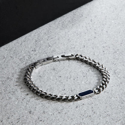 Bracciale Uomo Morellato Terra SBKA06 in Acciaio con Maglia Chain e Pietra Occhio di Tigre Blu 18,5+3 cm - Arena Gioielli