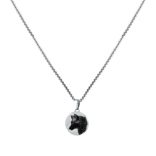 Collana Uomo Morellato Amuleti SBKA09 in Acciaio Silver e Nero con Pendente Simbolo Lupo 50+5 cm - Arena Gioielli - Morellato