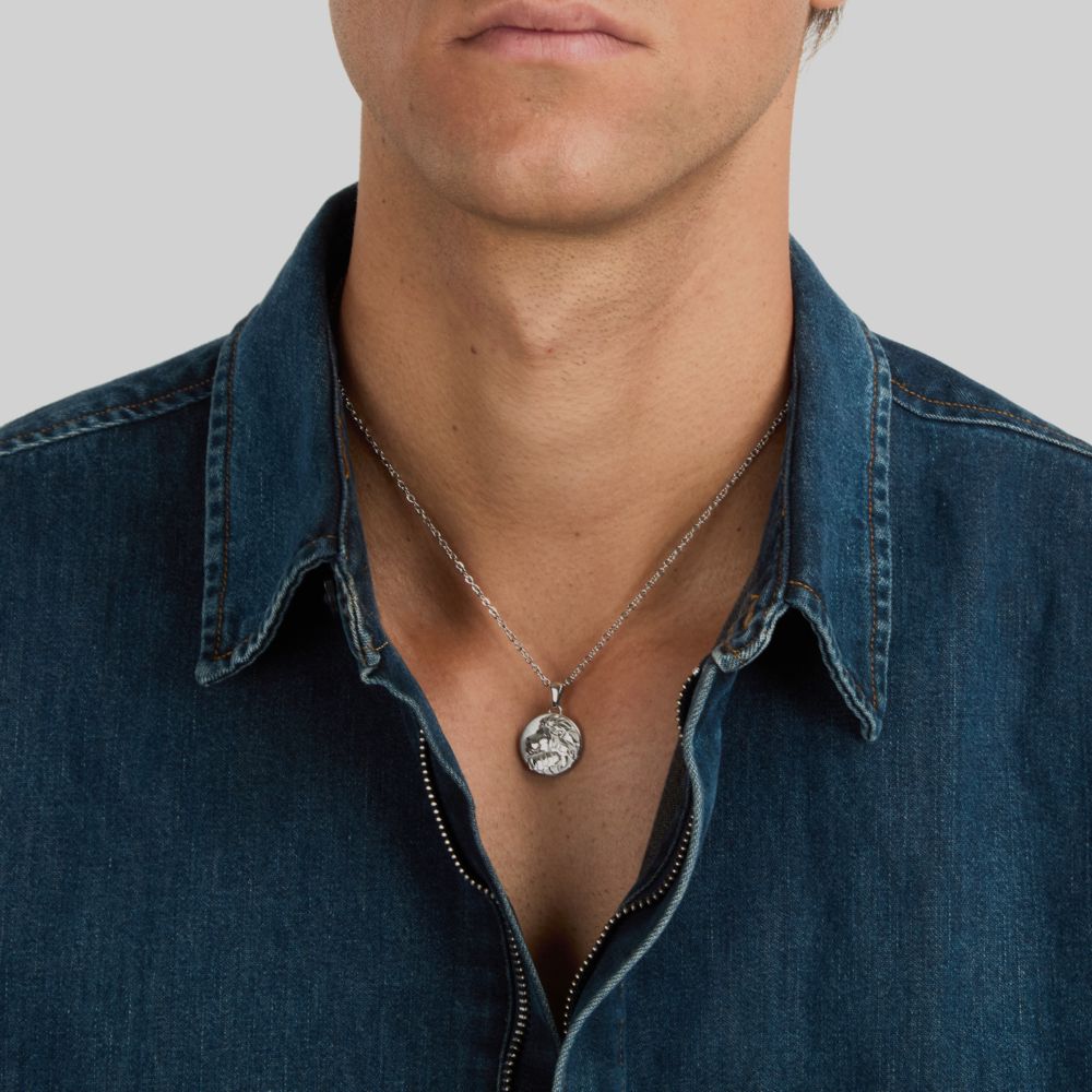 Collana Uomo Morellato Amuleti SBKA10 in Acciaio Silver con Pendente Simbolo Leone 50+5 cm - Arena Gioielli - Morellato