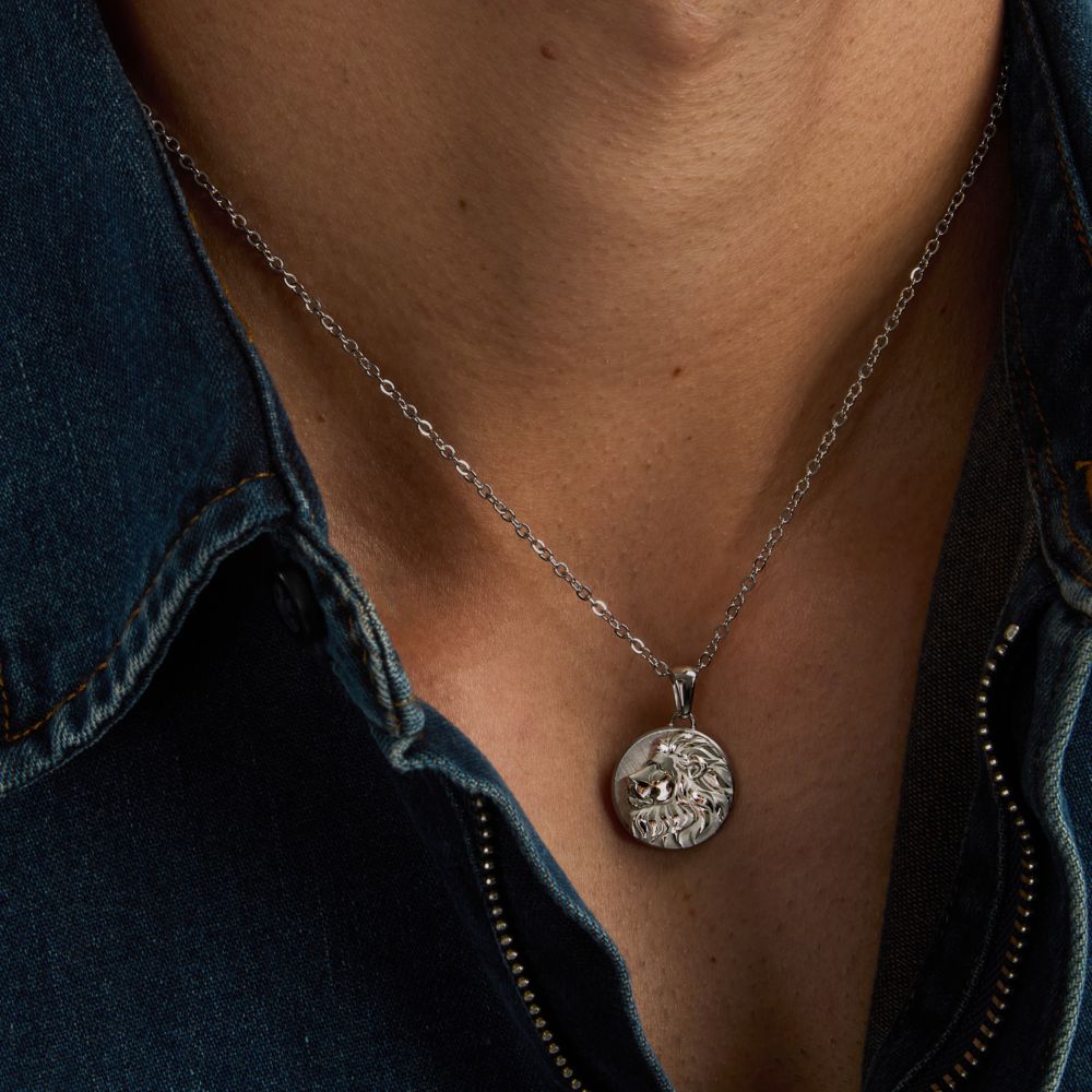Collana Uomo Morellato Amuleti SBKA10 in Acciaio Silver con Pendente Simbolo Leone 50+5 cm - Arena Gioielli