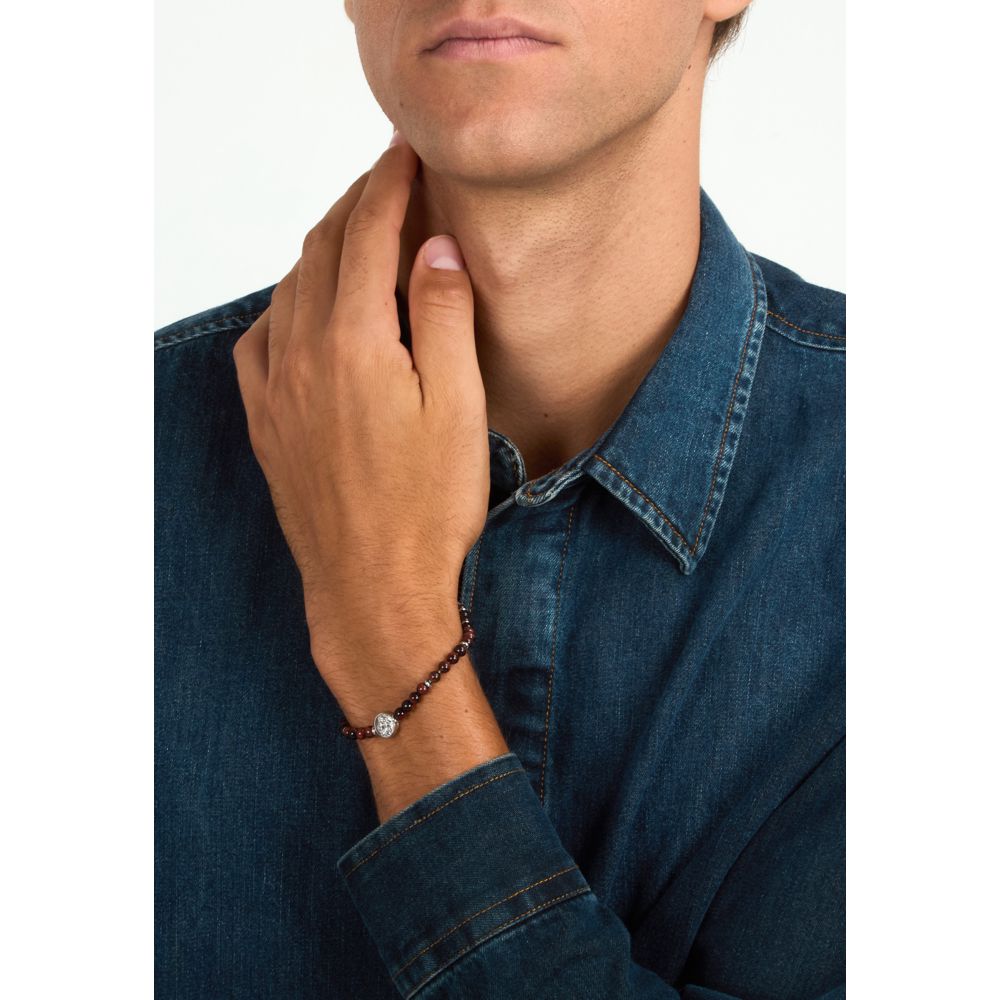 Bracciale Uomo Morellato Amuleti SBKA12 Occhio di Tigre Rossa e Acciaio con Simbolo Leone 19+3 cm - Arena Gioielli - Morellato