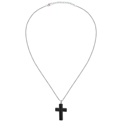 Collana Uomo Sector Spirit con Pendente Croce Nera in Acciaio SZQ33