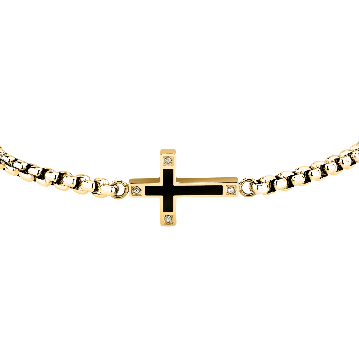 Bracciale Uomo Sector Spirit con Croce e Cristalli in Acciaio Oro e Nero SZQ34 - Sector