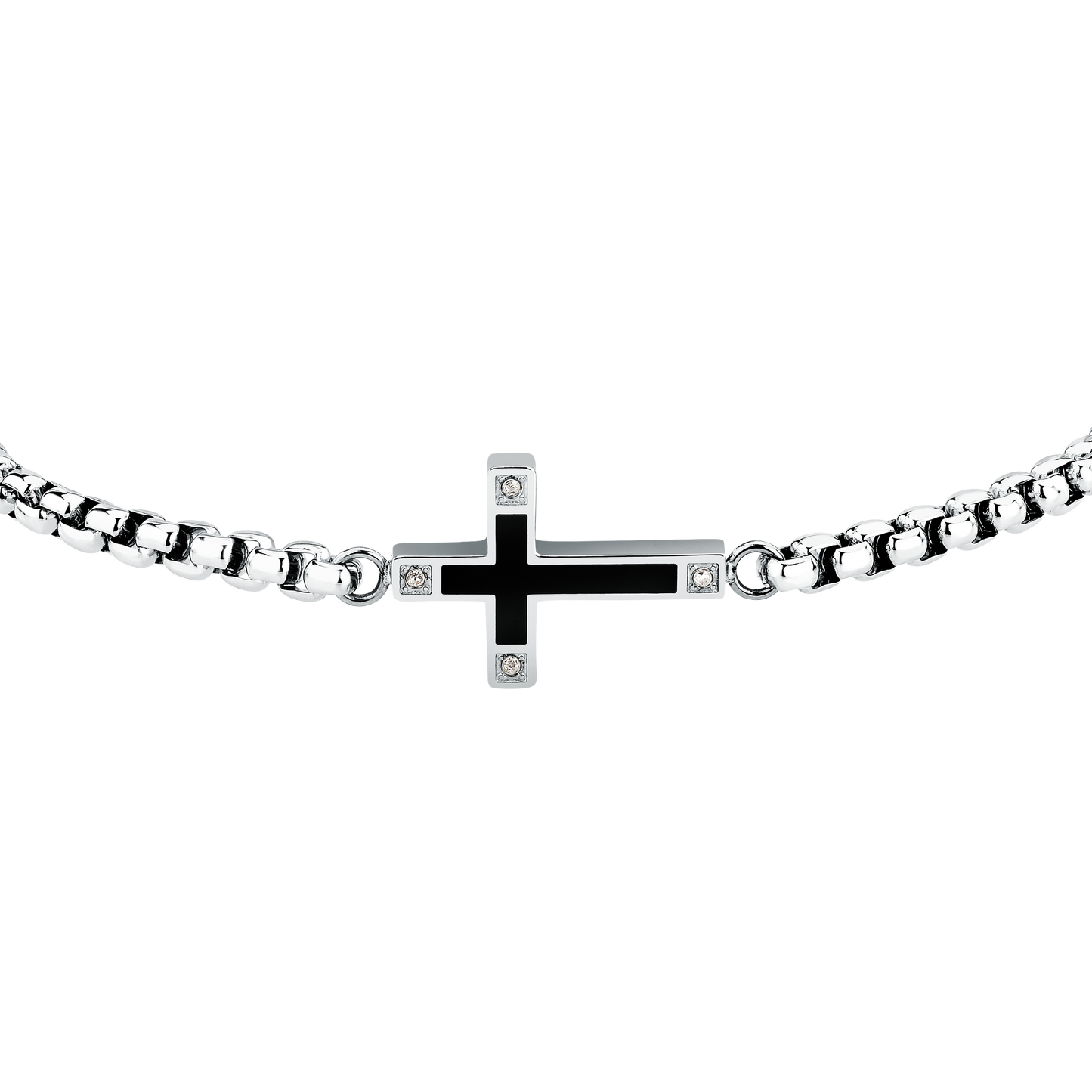 Bracciale Uomo Sector Spirit con Croce e Cristalli in Acciaio Silver e Nero SZQ35 - Sector