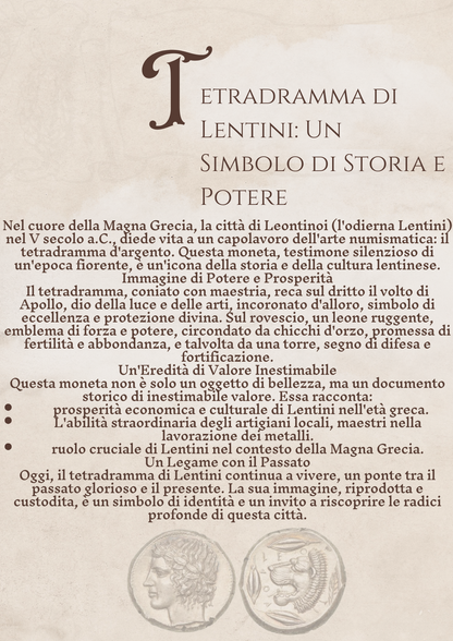 Quadro Tetradramma moneta di Lentini Singola - Arena Gioielli