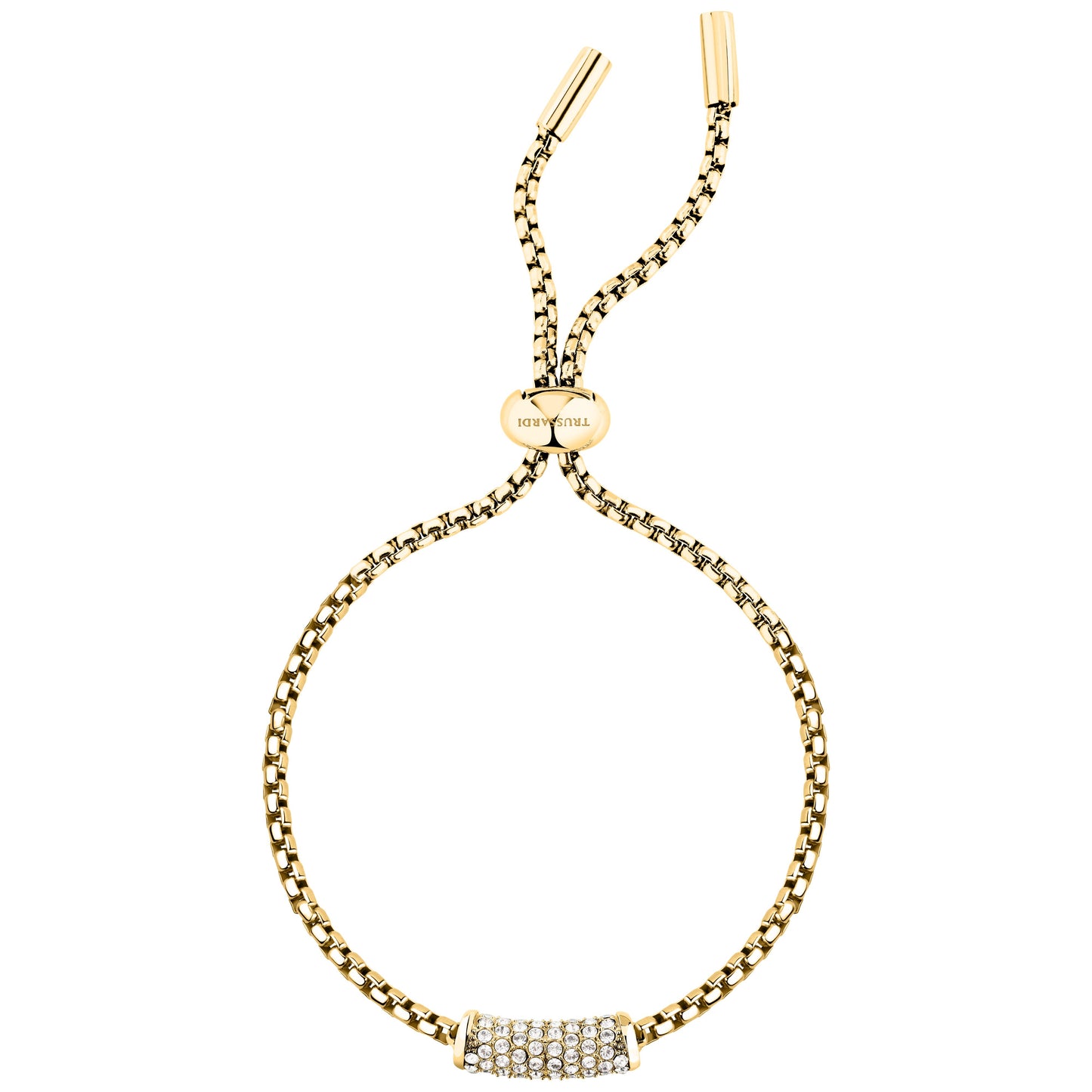 Bracciale Donna Trussardi T-Design in Acciaio Dorato con Cristalli Bianchi TJAXA47 - Arena Gioielli - Trussardi