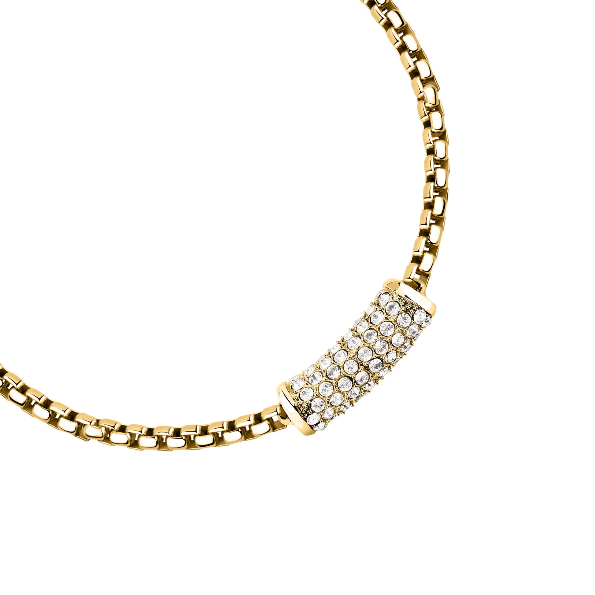 Bracciale Donna Trussardi T-Design in Acciaio Dorato con Cristalli Bianchi TJAXA47 - Arena Gioielli