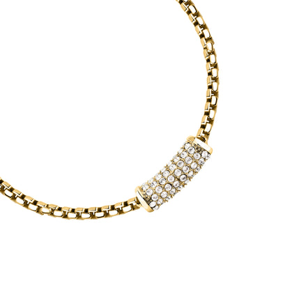 Bracciale Donna Trussardi T-Design in Acciaio Dorato con Cristalli Bianchi TJAXA47 - Arena Gioielli