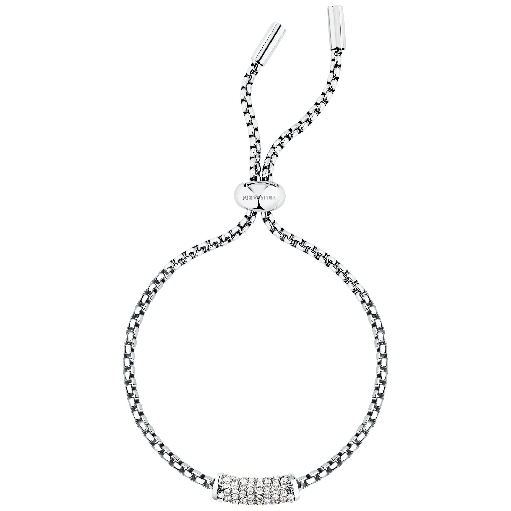 Bracciale Donna Trussardi T-Design in Acciaio Silver con Cristalli Bianchi TJAXA48 - Arena Gioielli