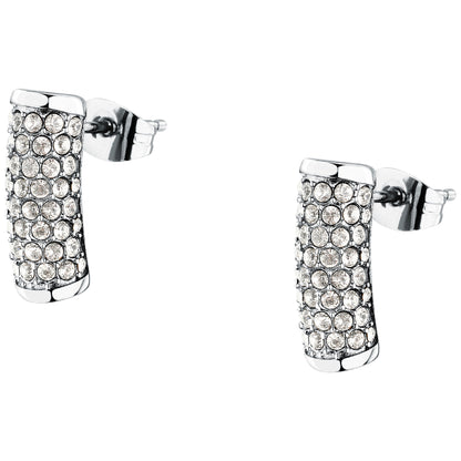 Orecchini Donna Trussardi T-Design in Acciaio Silver con Cristalli Bianchi TJAXA50 - Arena Gioielli