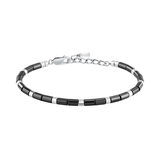Bracciale Uomo Trussardi T-Ceramic in Acciaio e Ceramica Nera TJAXE06 - Arena Gioielli - Trussardi
