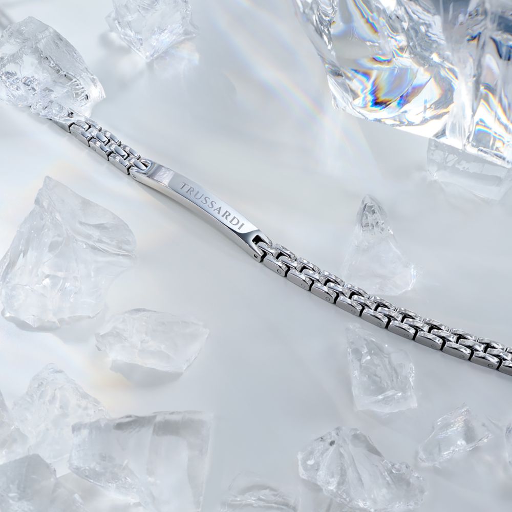 Bracciale Uomo Trussardi T-Steel Acciaio Placca ID Argento TJAXV15 - Trussardi