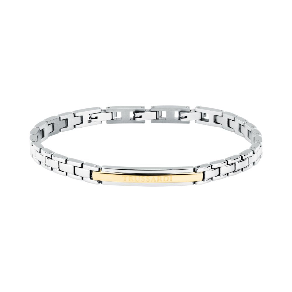 Bracciale Uomo Trussardi T-Steel Acciaio Placca ID Dorata TJAXV23 - Trussardi