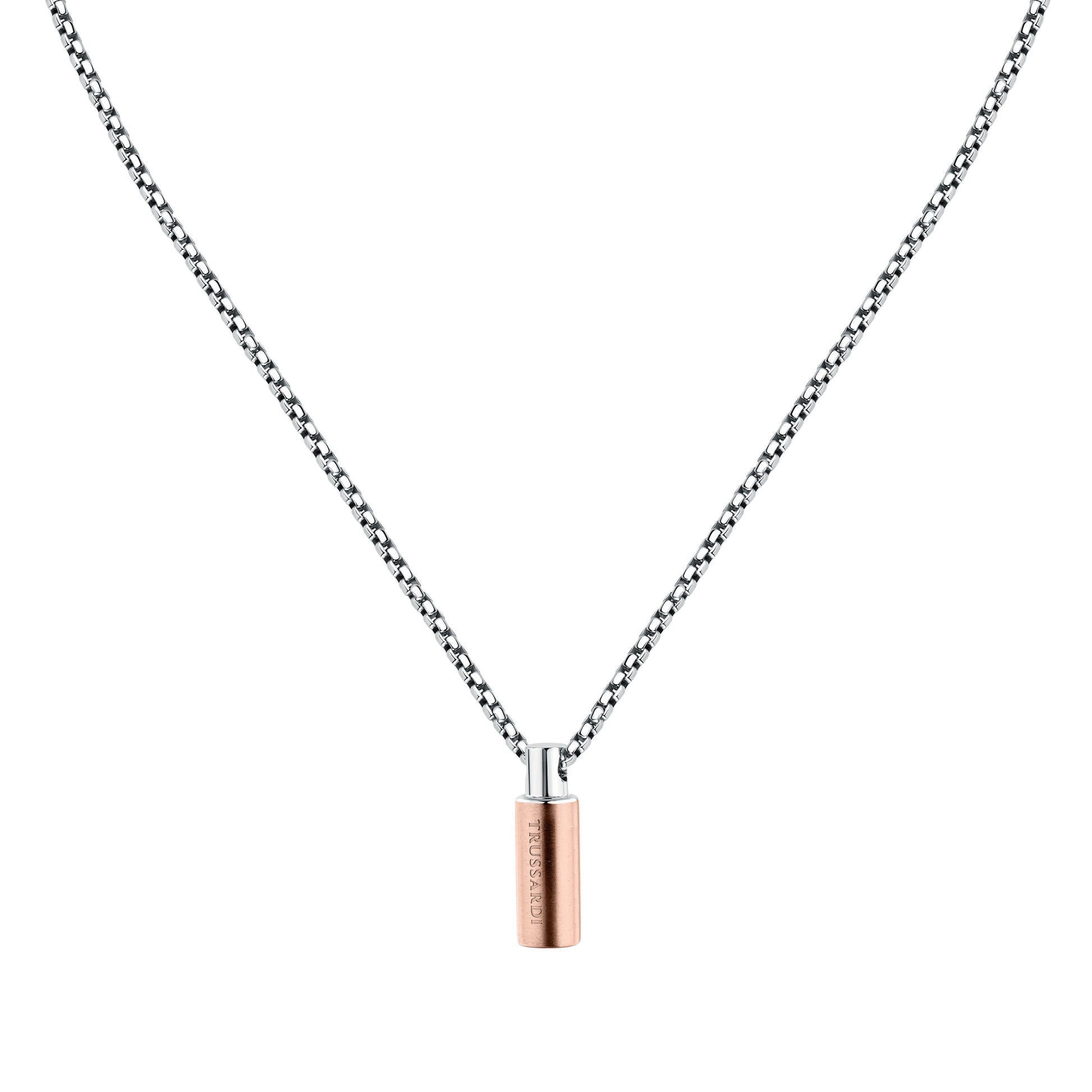 Collana Uomo Trussardi T-Steel in Acciaio con Pendente Rose-Gold TJAXV59 - Arena Gioielli