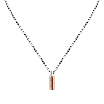 Collana Uomo Trussardi T-Steel in Acciaio con Pendente Rose-Gold TJAXV59 - Arena Gioielli